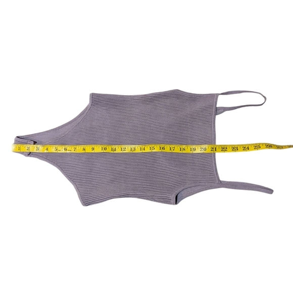 Missguided Restyld Mauve Purple Rib Knit Layered Bodysuit 6 Neutral Minimalist - Picture 5 of 7